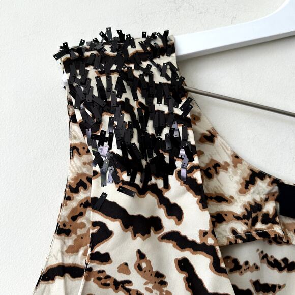 K Dash by Kardashian Animal Print Sequin Top Size 3X Plus NOWT QVC Blouse Tan - Picture 2 of 7